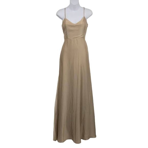 Show Me Your Mumu Faith Maxi Dress S Sleeveless Spaghetti Luxe Satin Side Zip